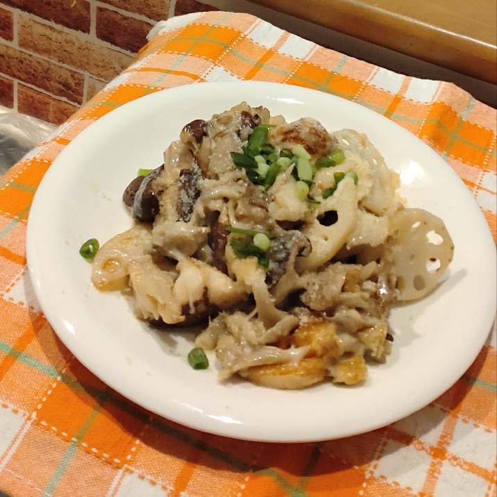 おつまみに♡きのこと蓮根のナチュラルチーズ焼き